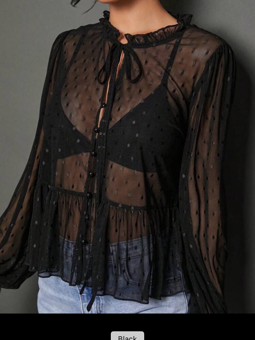 Sheer oversized dot top - Picture 2 of 3